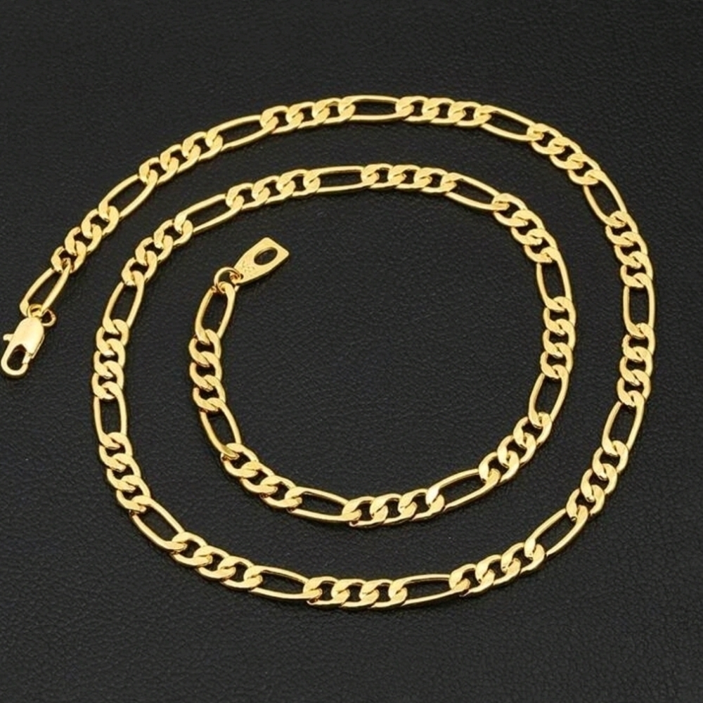 ●3for25$● Gold tone Men and women Minimalist figaro Chain Necklace